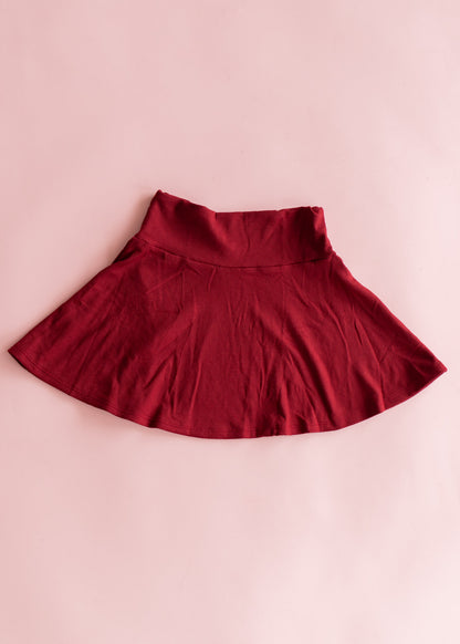 Rib Flare Skirt | Maroon