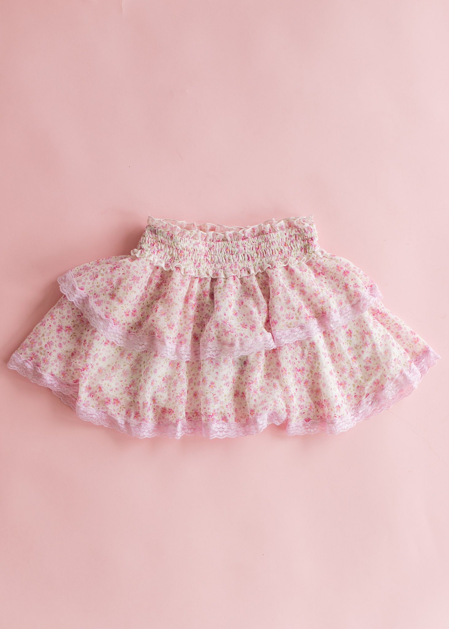 Chiffon Tiered Skirt | Pink Ditsy