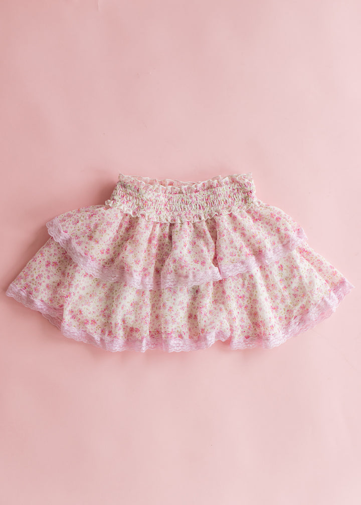 Chiffon Tiered Skirt | Pink Ditsy