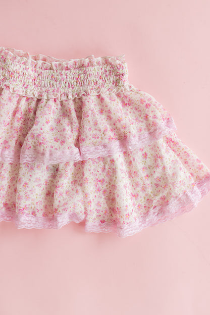 Chiffon Tiered Skirt | Pink Ditsy
