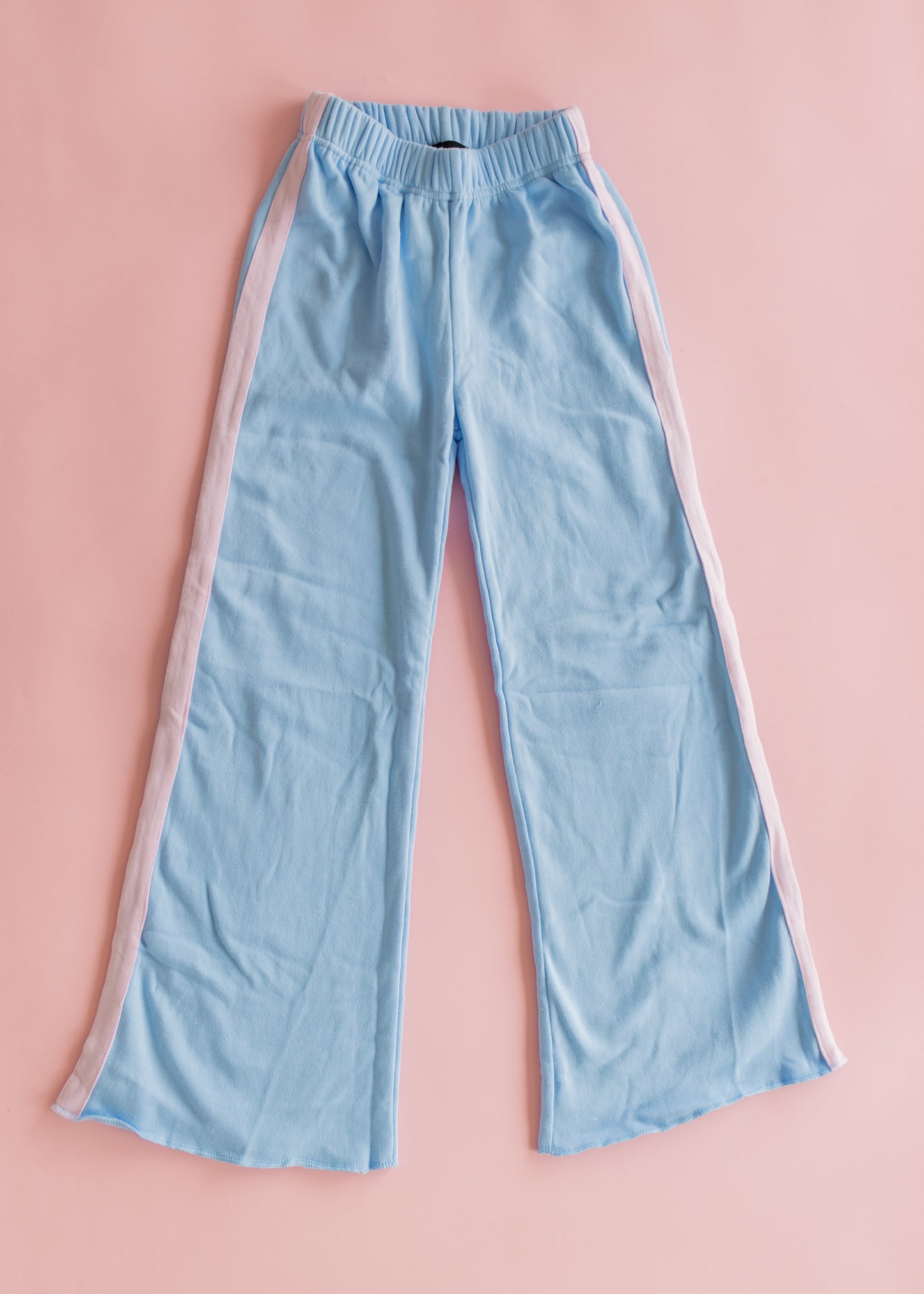 Wide Leg Sweatpant | Blue with Pink Taping