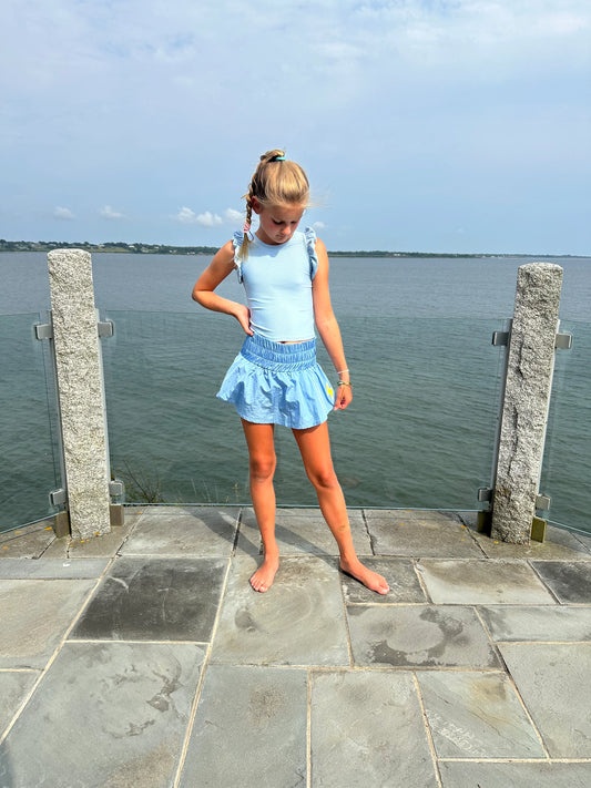 Double Layer Mini Skort | Blue Lightning