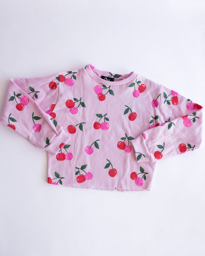 Cherry Print Sweatshirt | Pink
