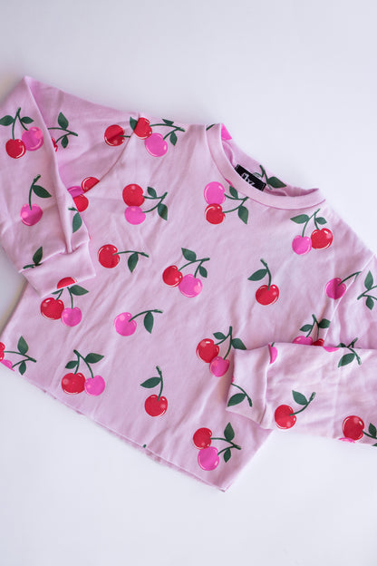 Cherry Print Sweatshirt | Pink