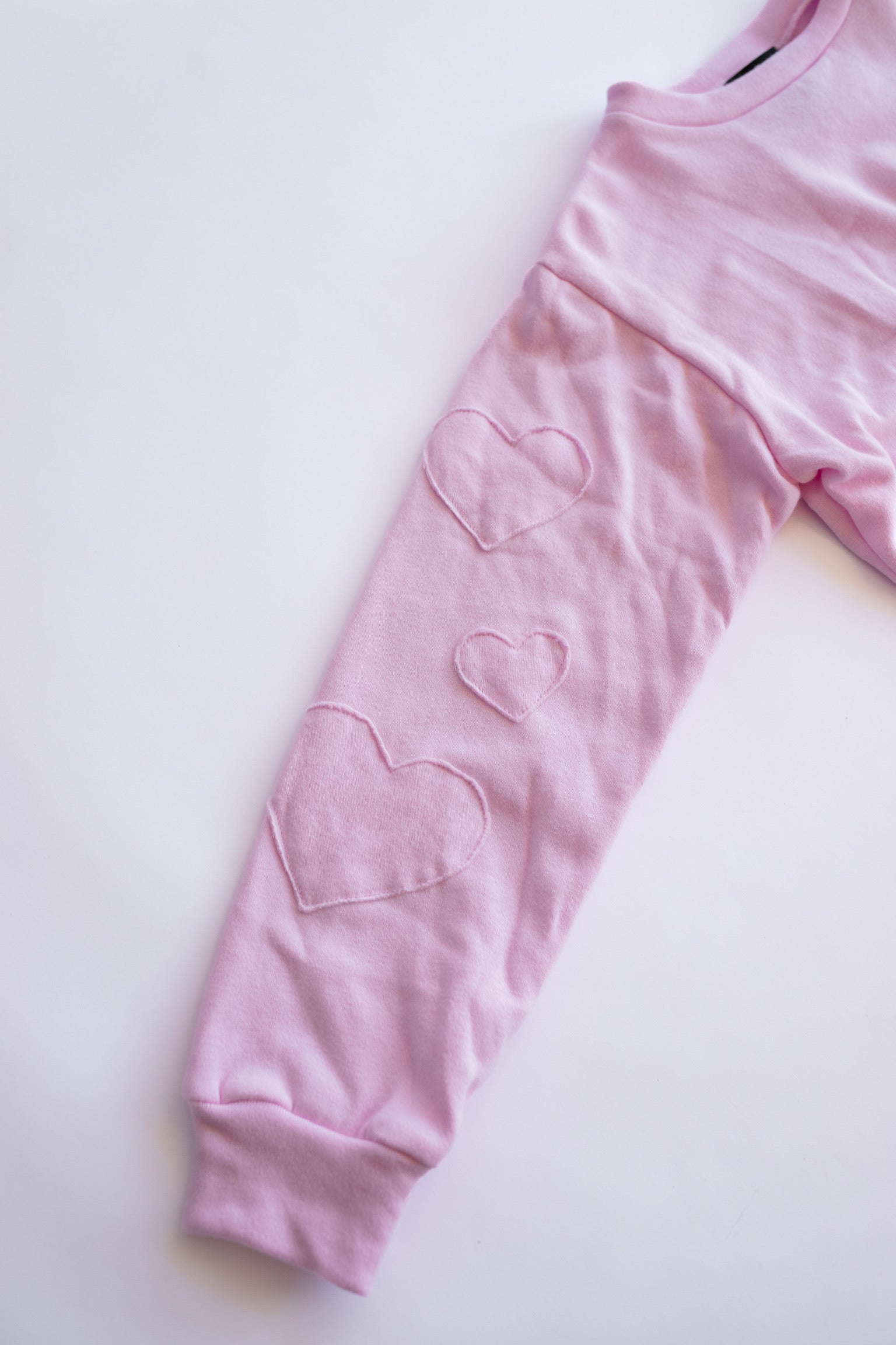 Heart Patch Sleeve Sweatshirt | Light Pink