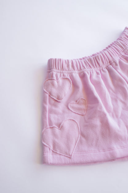 Heart Patch Sweatshort | Light Pink