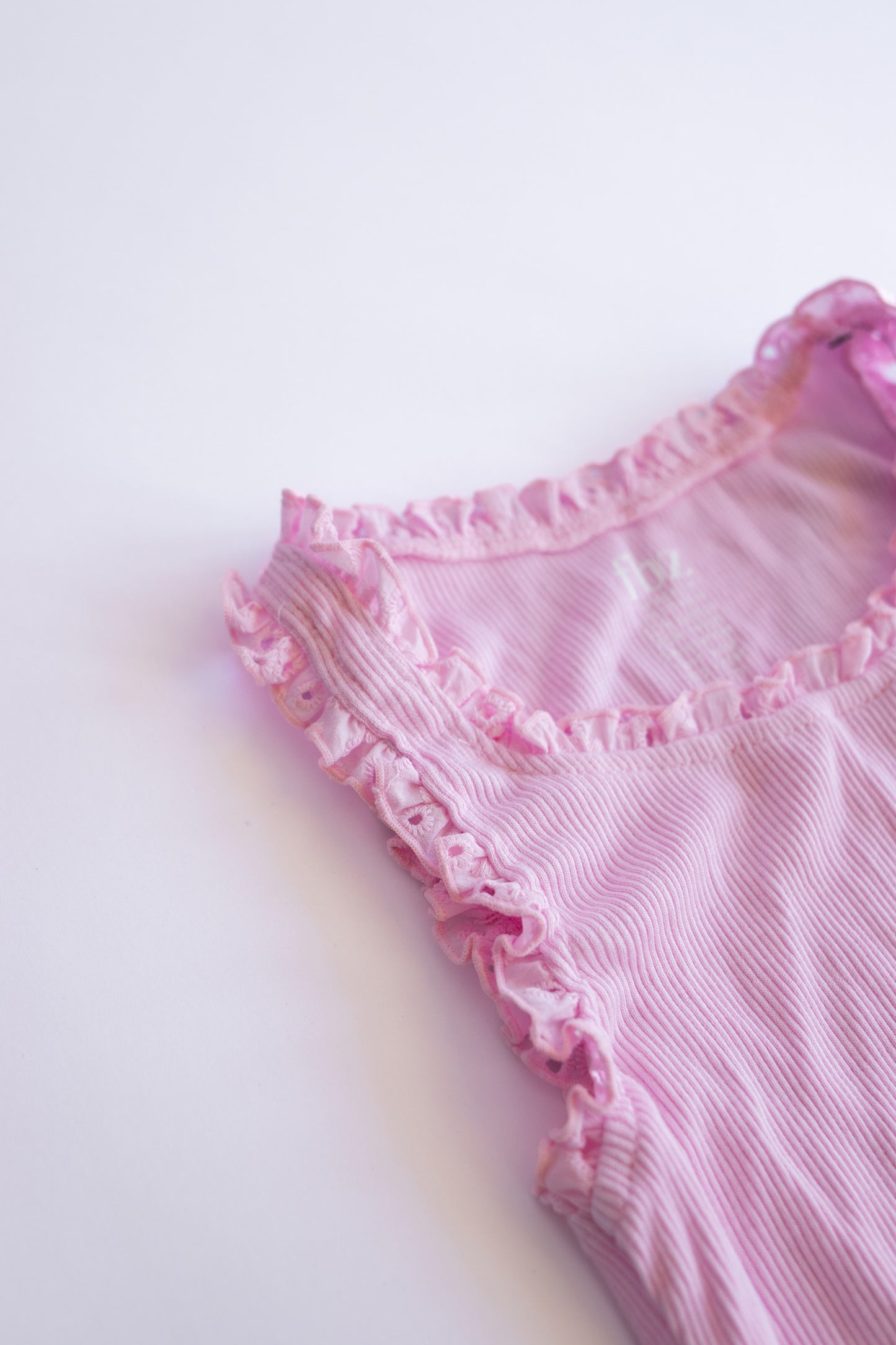 Ruffle Trim Ribbed Tank | Pink
