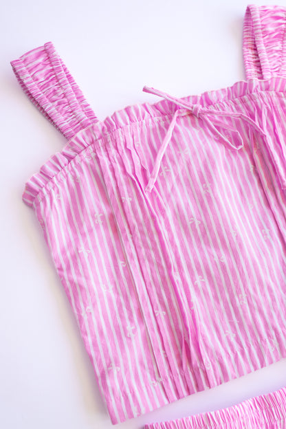 Bow Stripe Top | Pink