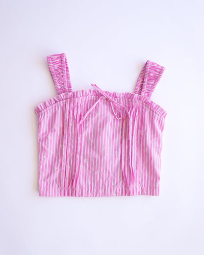Bow Stripe Top | Pink