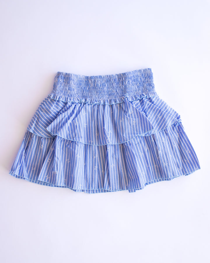 Bow Stripe Ruffle Short | Blue