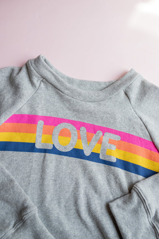 Love Stripe Sweatshirt | Misty Grey