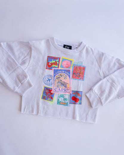Destination Stamp Sweatshirt | White