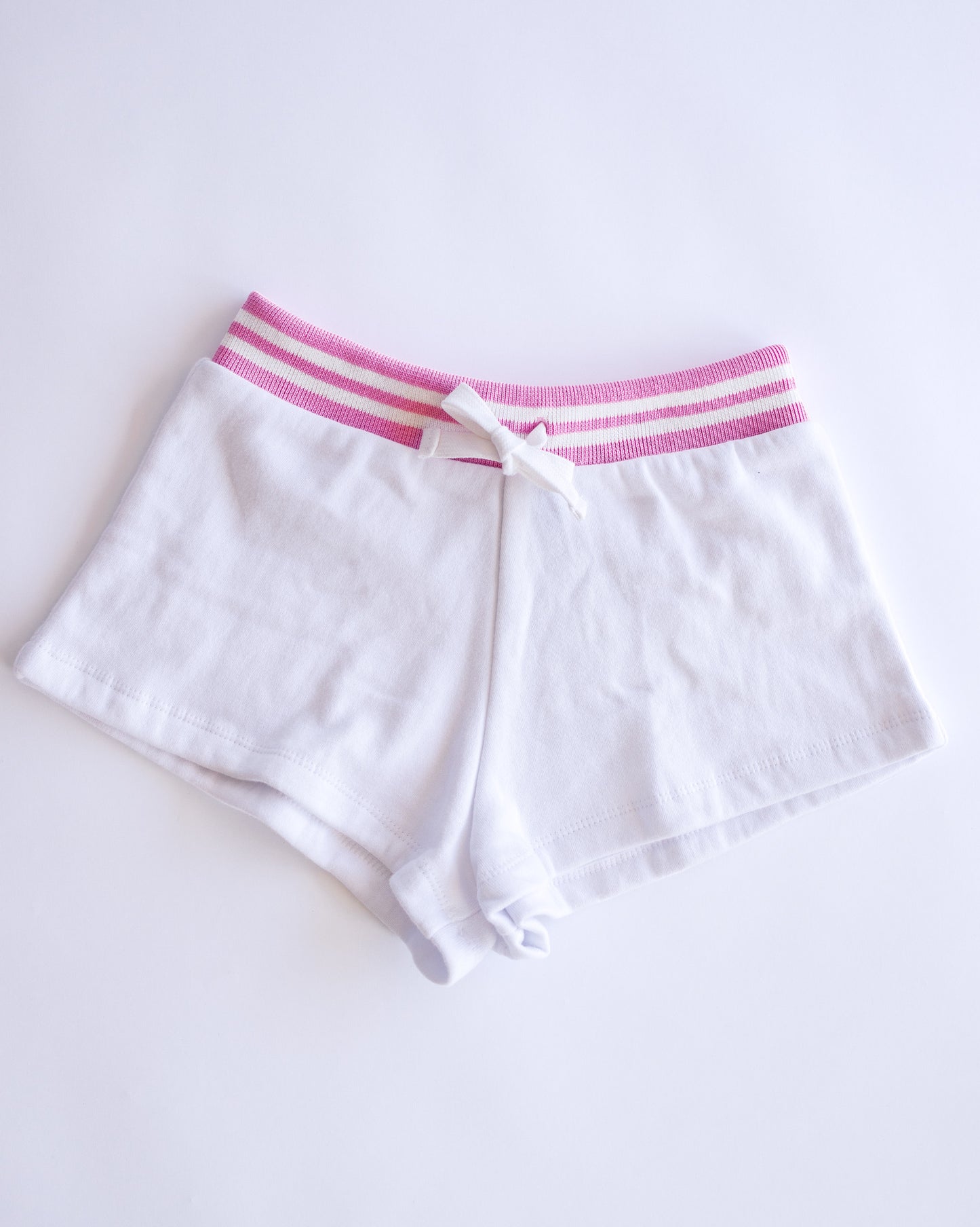 Stripe Rib Trim Sweatshort | White + Pink