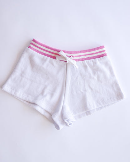 Stripe Rib Trim Sweatshort | White + Pink