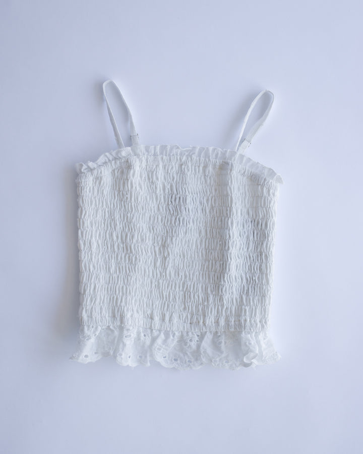 Smocked Eyelet Tank | Off White