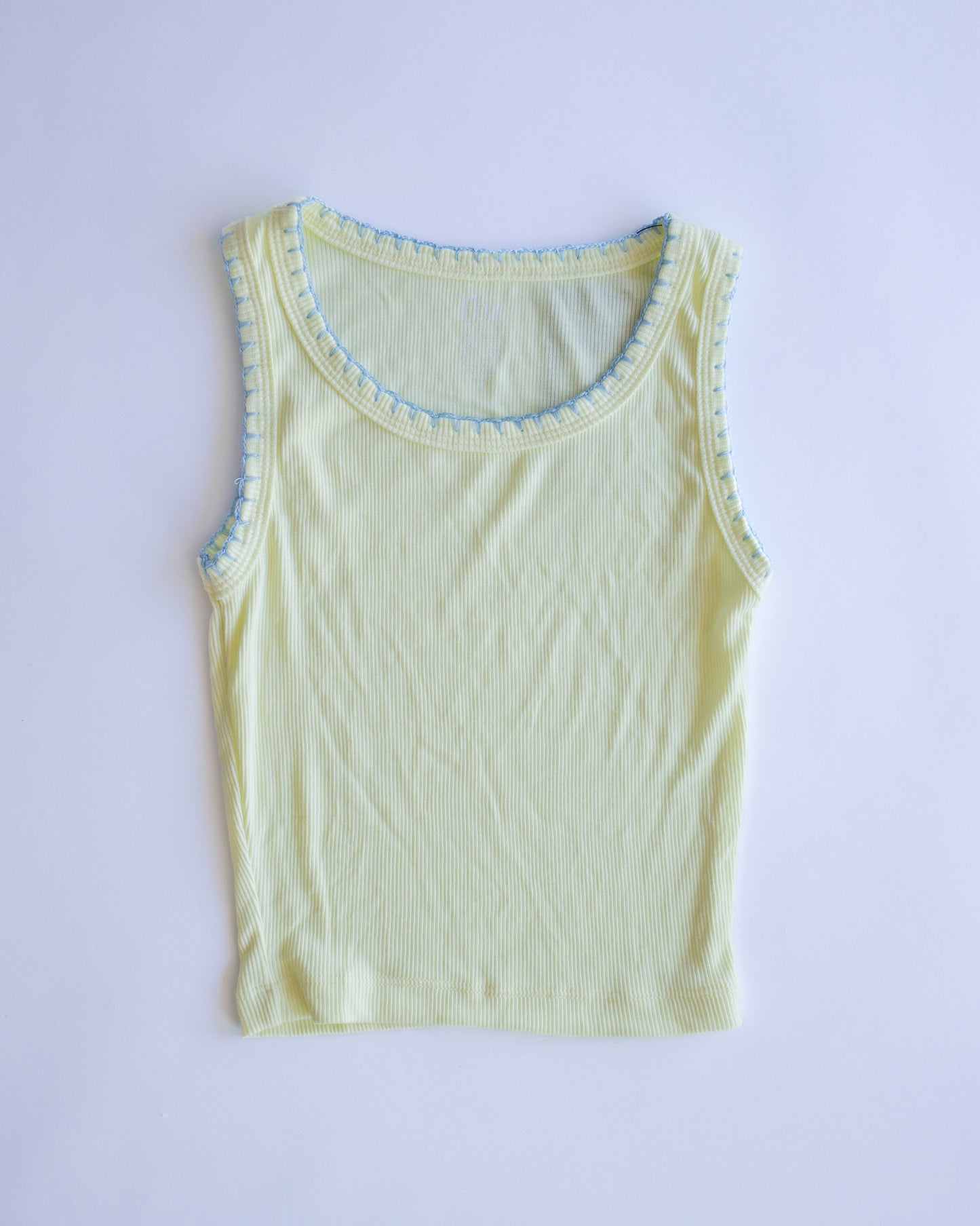 Crochet Trim Ribbed Tank | Yellow