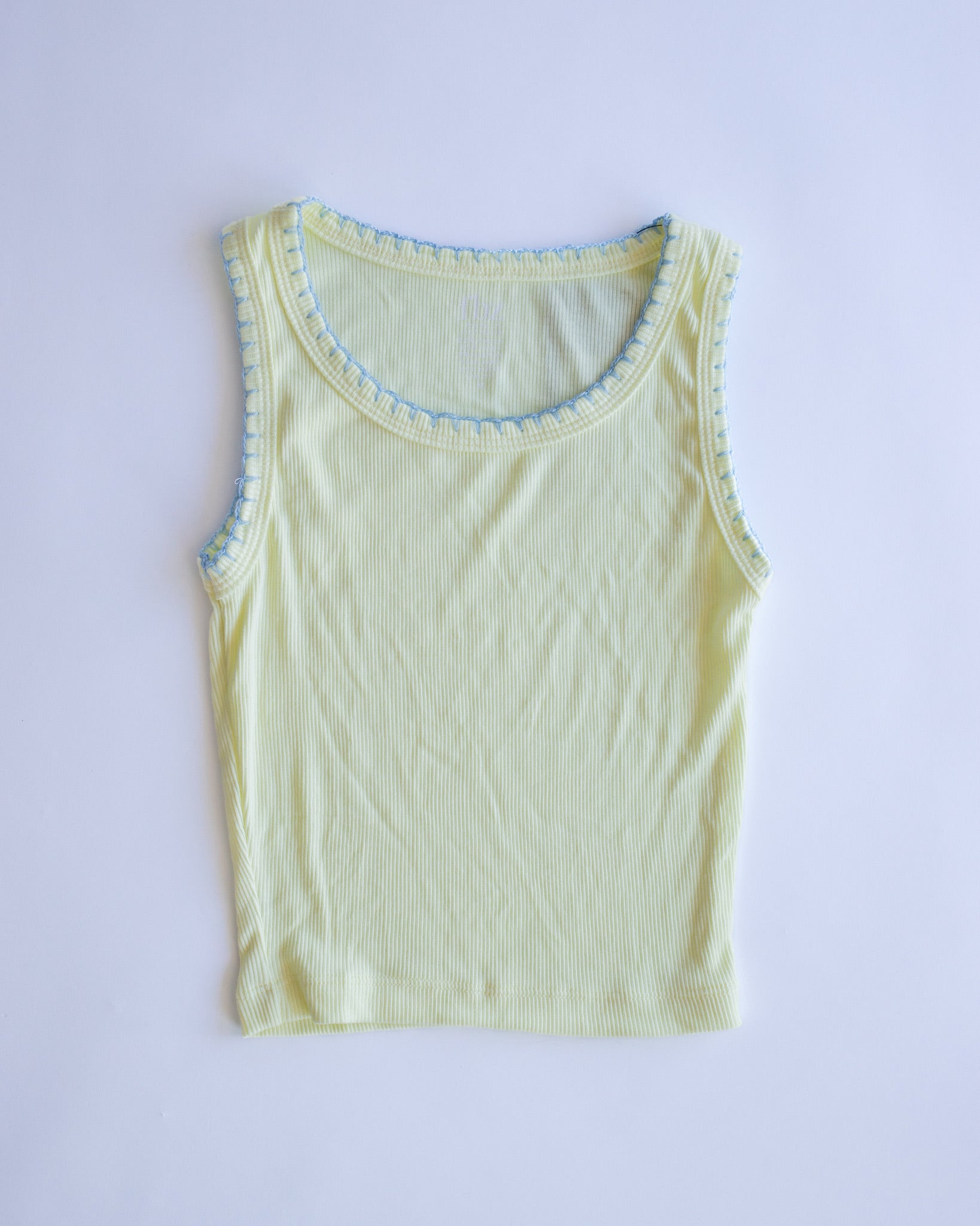 Crochet Trim Ribbed Tank | Yellow