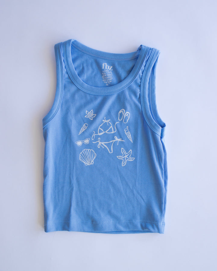 Blue Ribbed Tank | Beach Icon