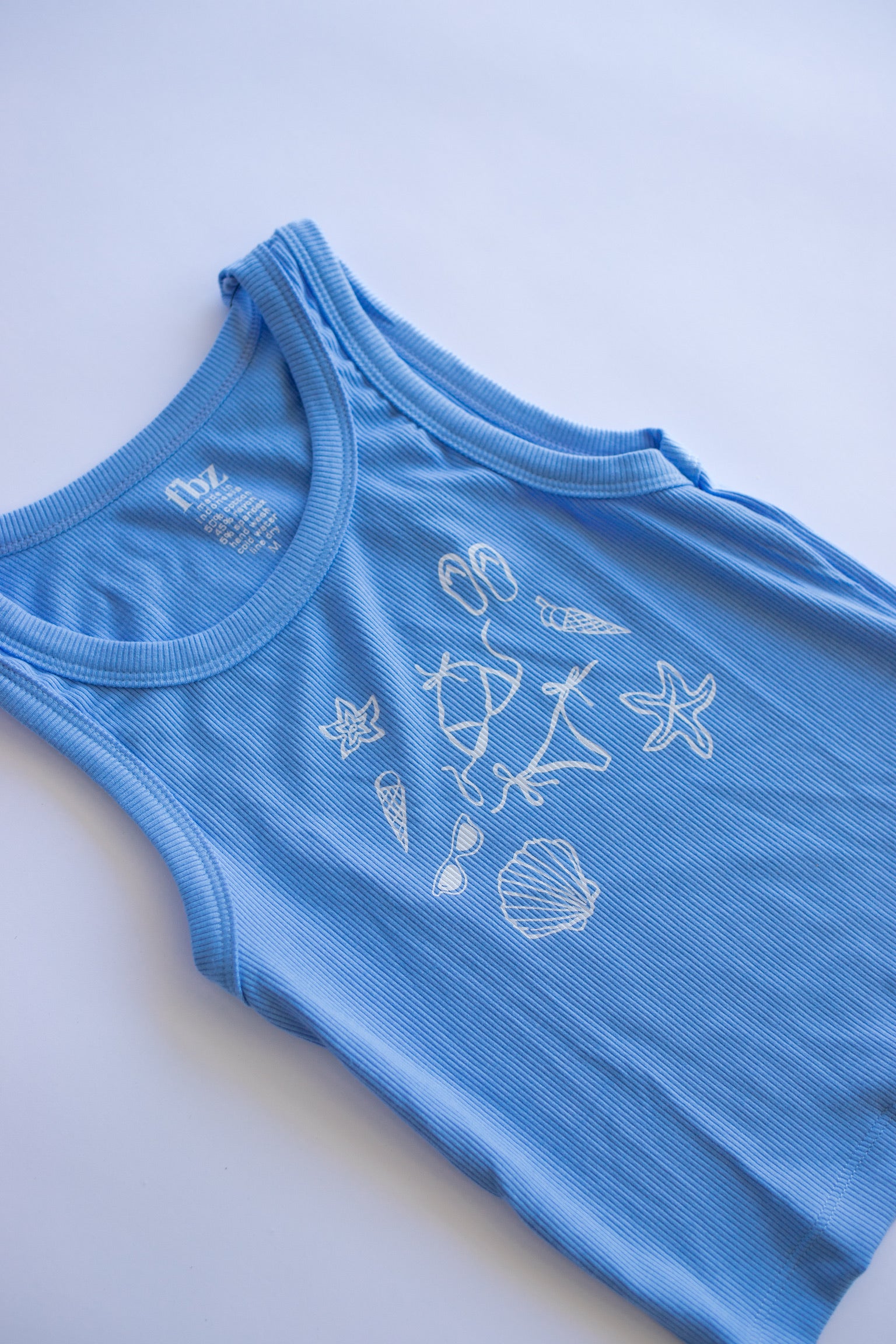 Blue Ribbed Tank | Beach Icon