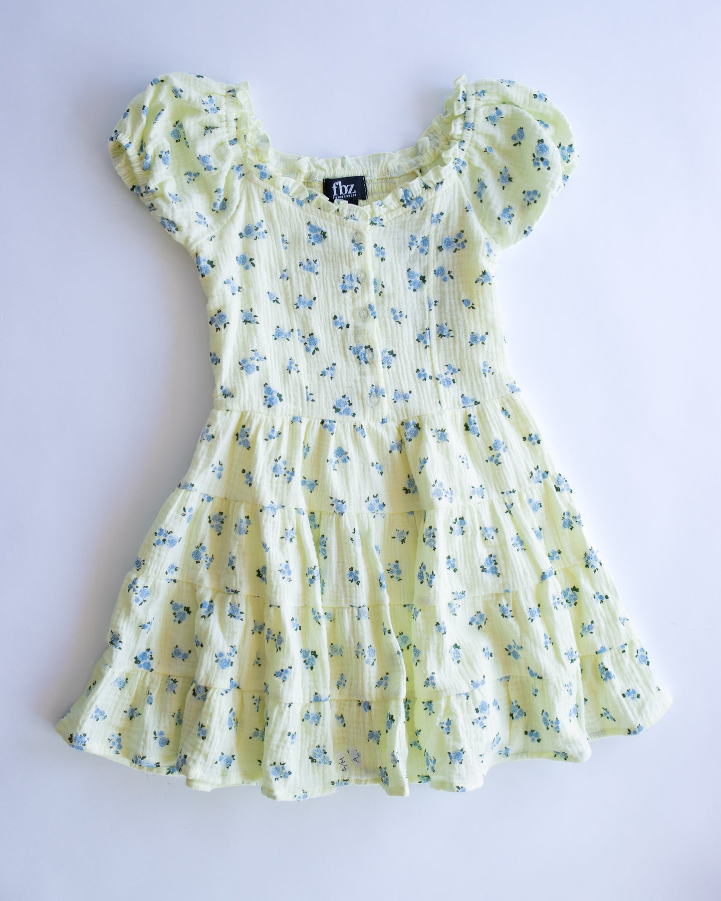 Rose Button Front Gauze Dress | Yellow