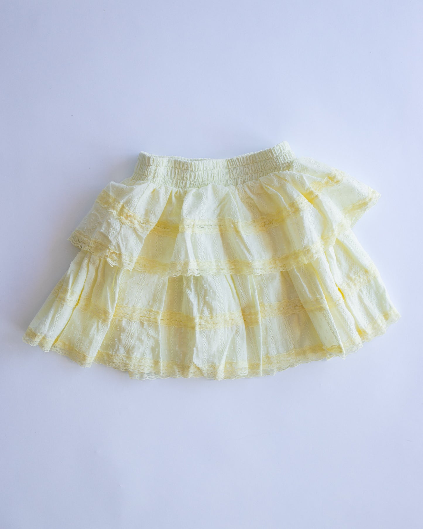 Lace Stripe Eyelet Skirt | Light Yellow