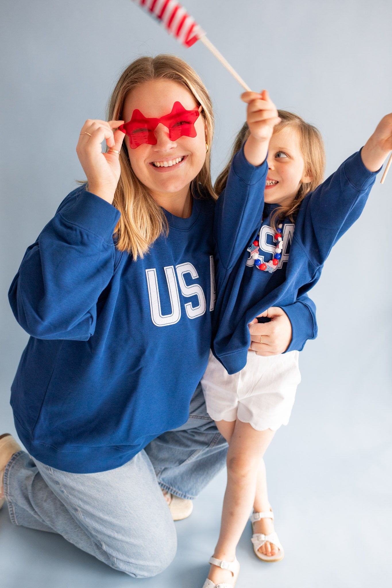 XOXO By Magpies Felt Applique USA Sweatshirt | Adult