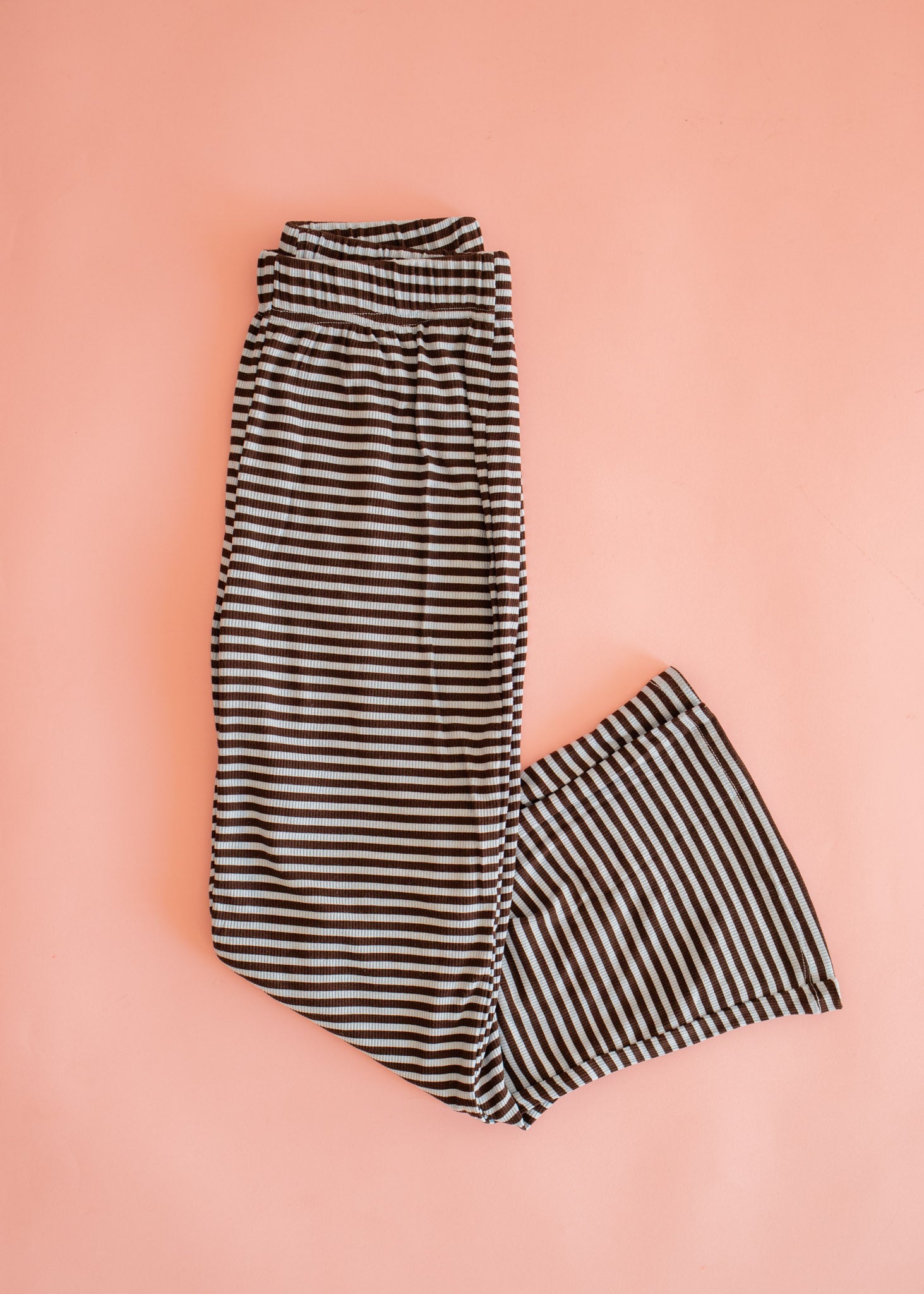 Rib Pant | Baby Blue and Brown Stripe
