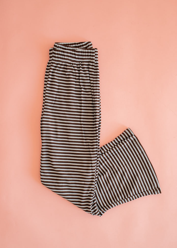 Rib Pant | Baby Blue and Brown Stripe