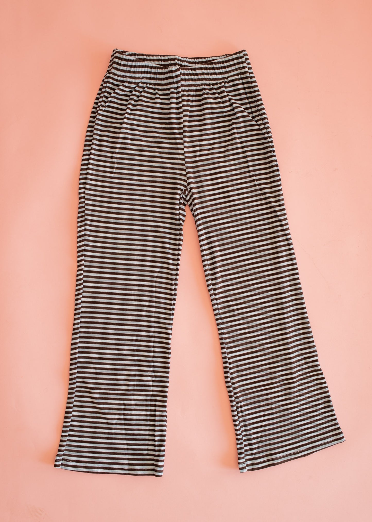 Rib Pant | Baby Blue and Brown Stripe