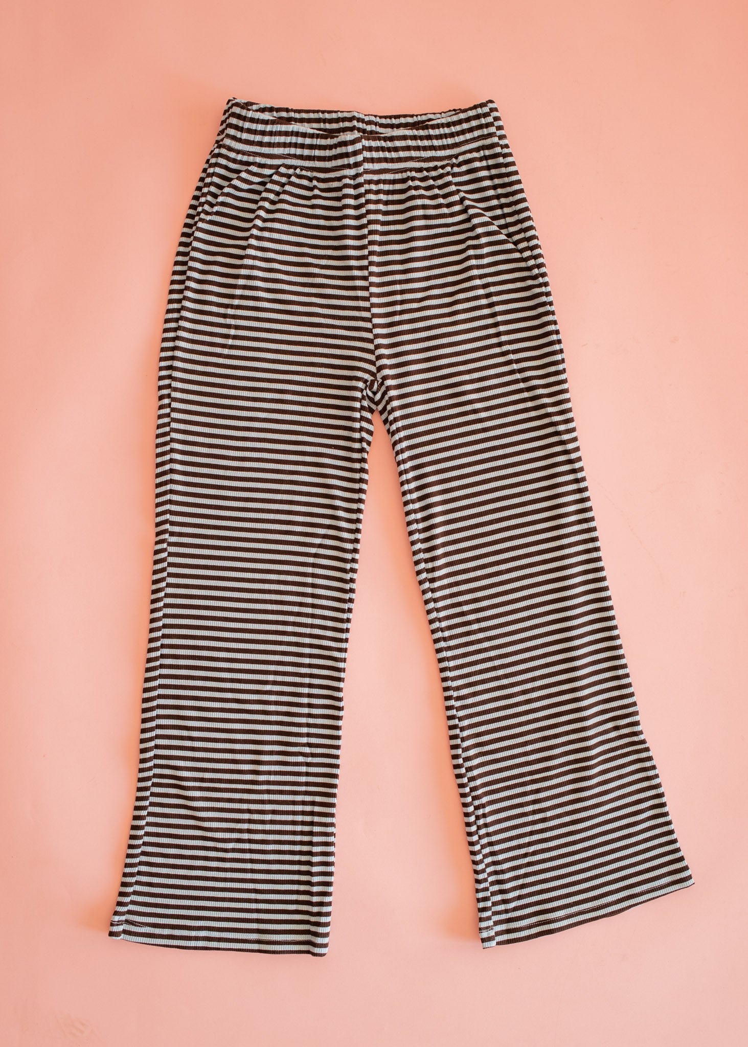 Rib Pant | Baby Blue and Brown Stripe