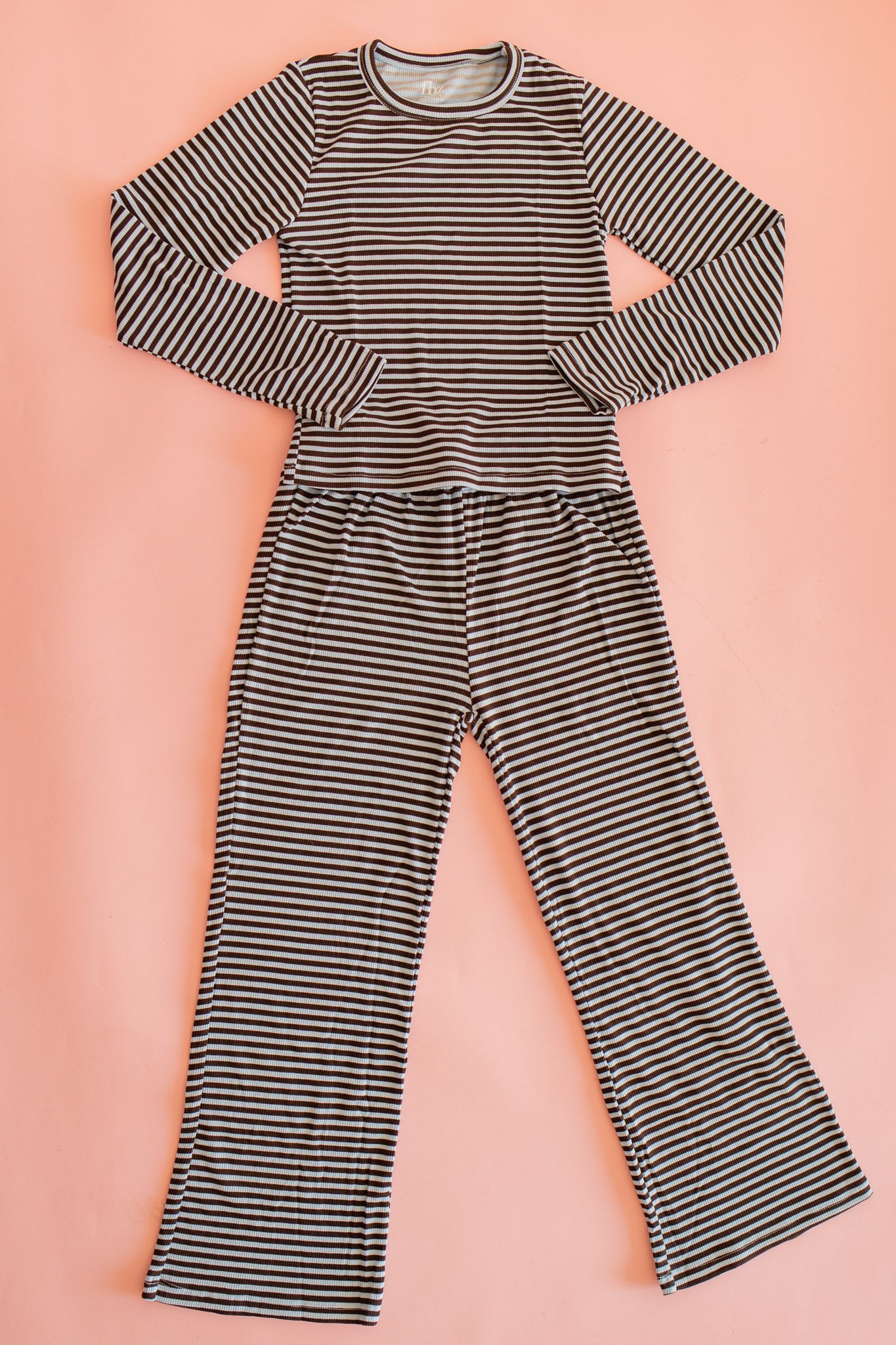 Rib Pant | Baby Blue and Brown Stripe