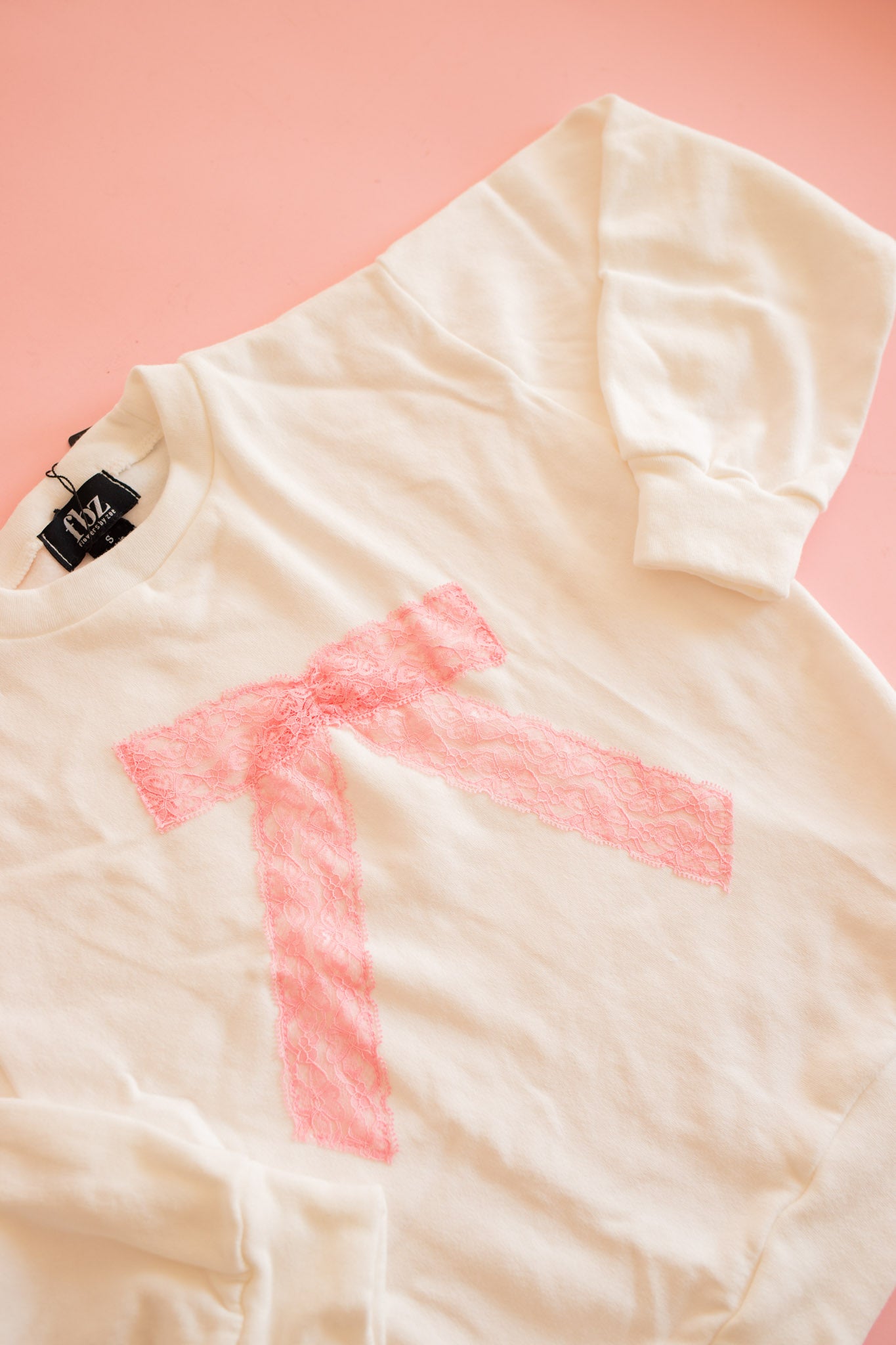 Crewneck Sweatshirt | White Lace Bow