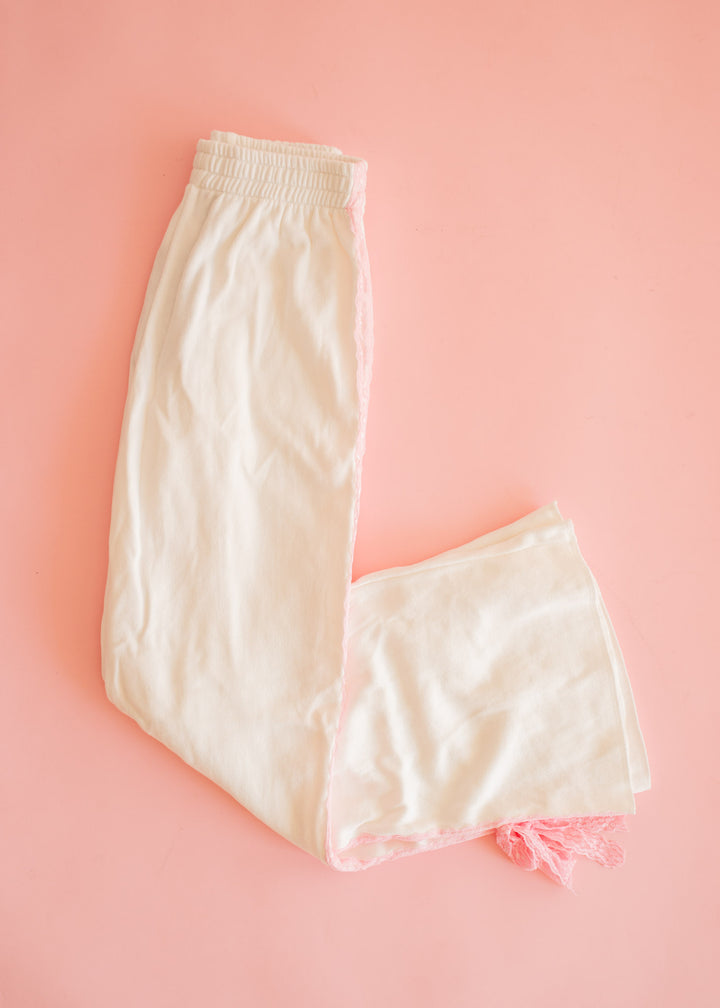 Wide Leg Pant | White Lace Bow