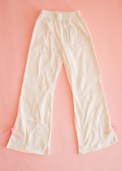 Wide Leg Pant | White Lace Bow