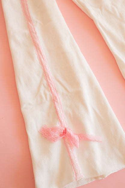 Wide Leg Pant | White Lace Bow