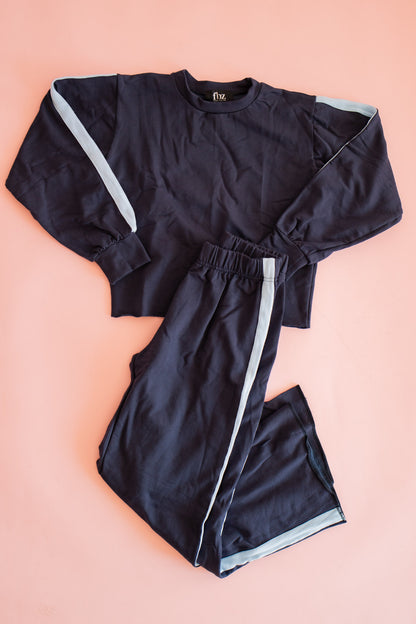 Wide Leg Pant | Navy with Blue Taping