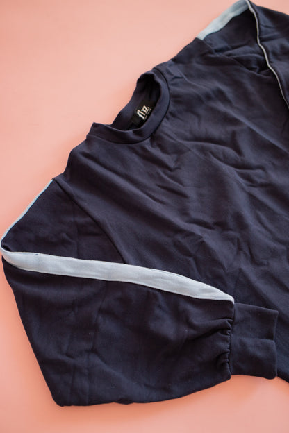 Crewneck Sweatshirt | Navy with Blue Taping