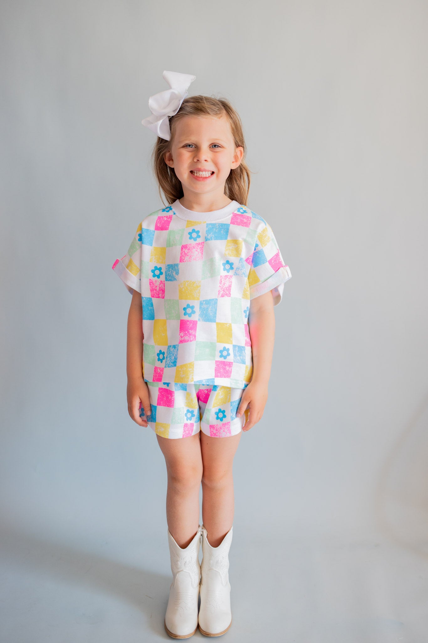 XOXO by Magpies All Over Checker French Terry Short
