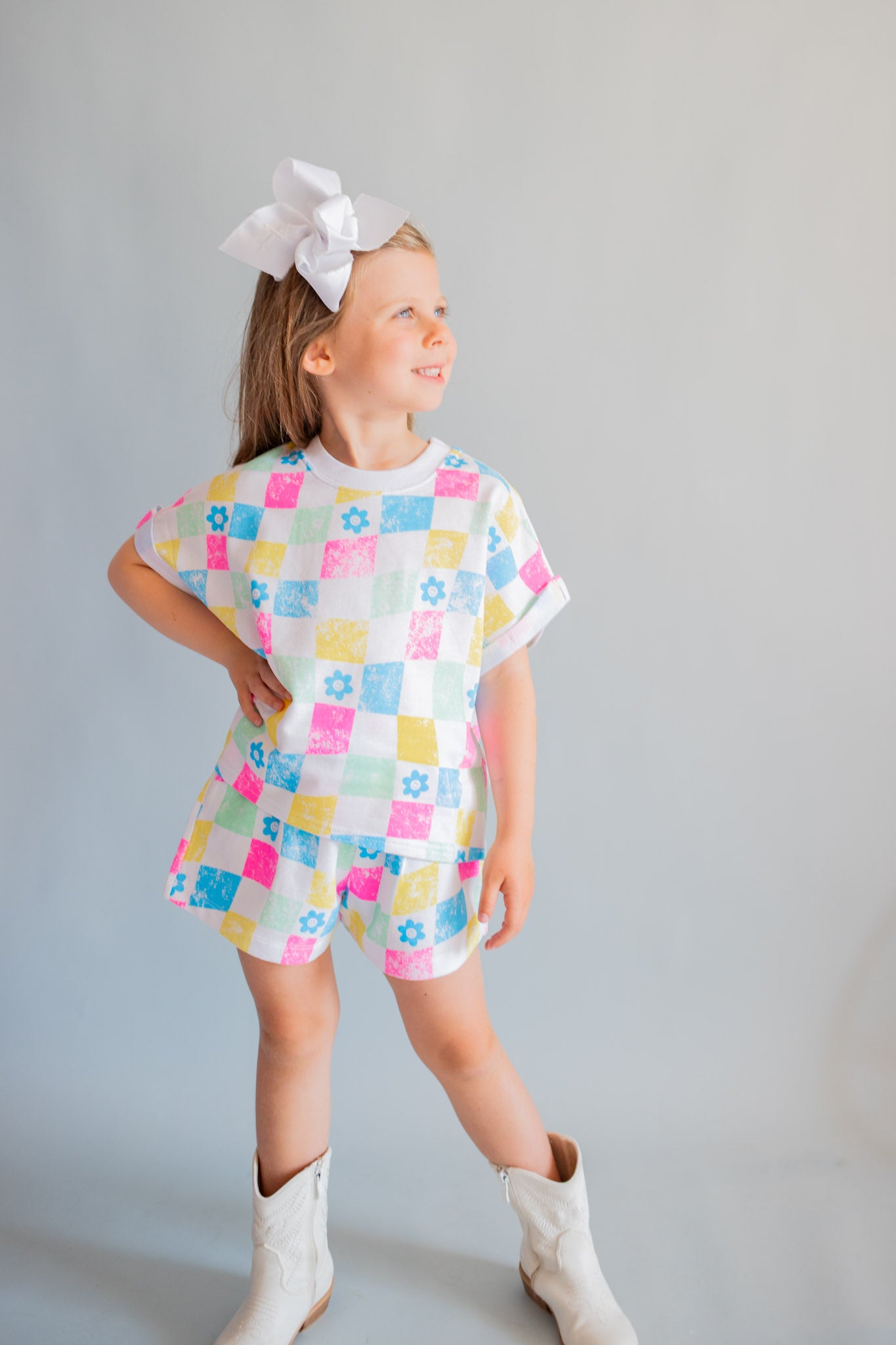 XOXO by Magpies All Over Checker French Terry Short