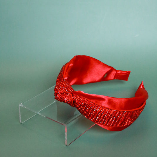 Half Crystal Knot Headband | Red