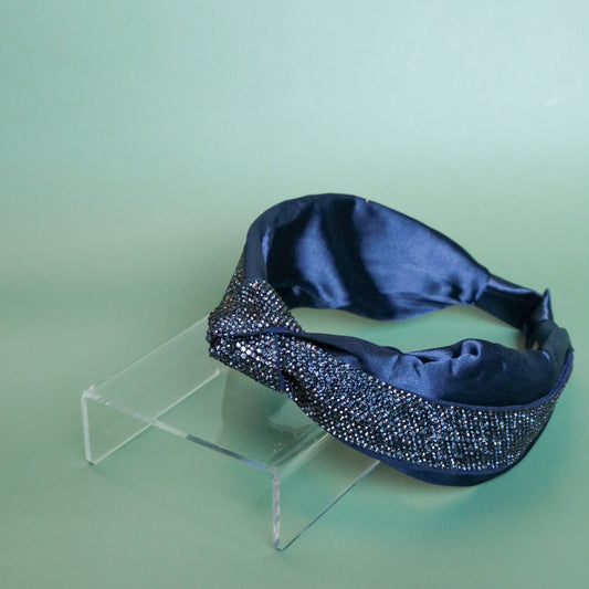 Half Crystal Knot Headband | Navy