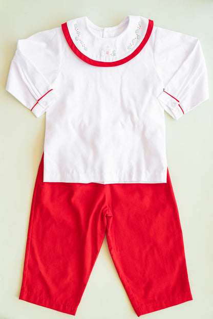 Christmas Train Round Collar Pique Pant Set