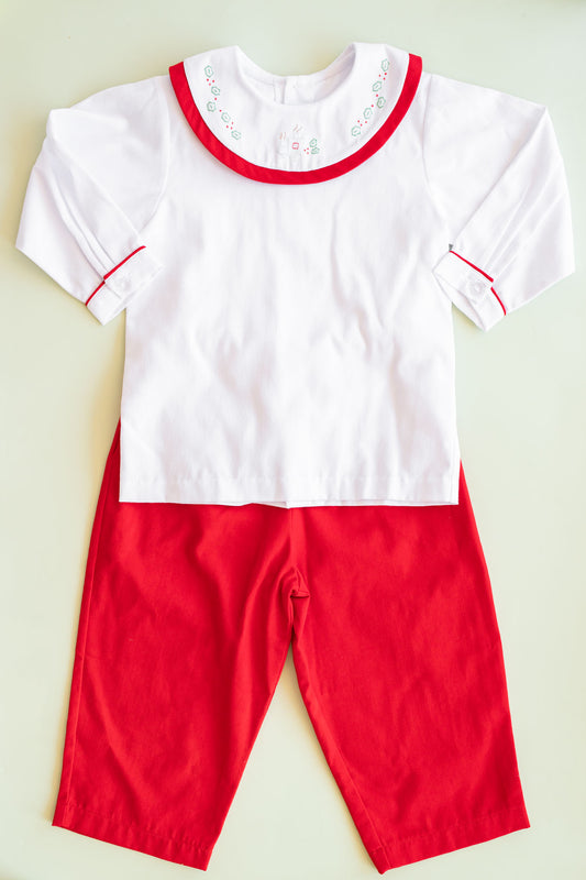 Christmas Train Round Collar Pique Pant Set