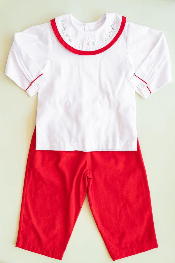 Christmas Train Round Collar Pique Pant Set