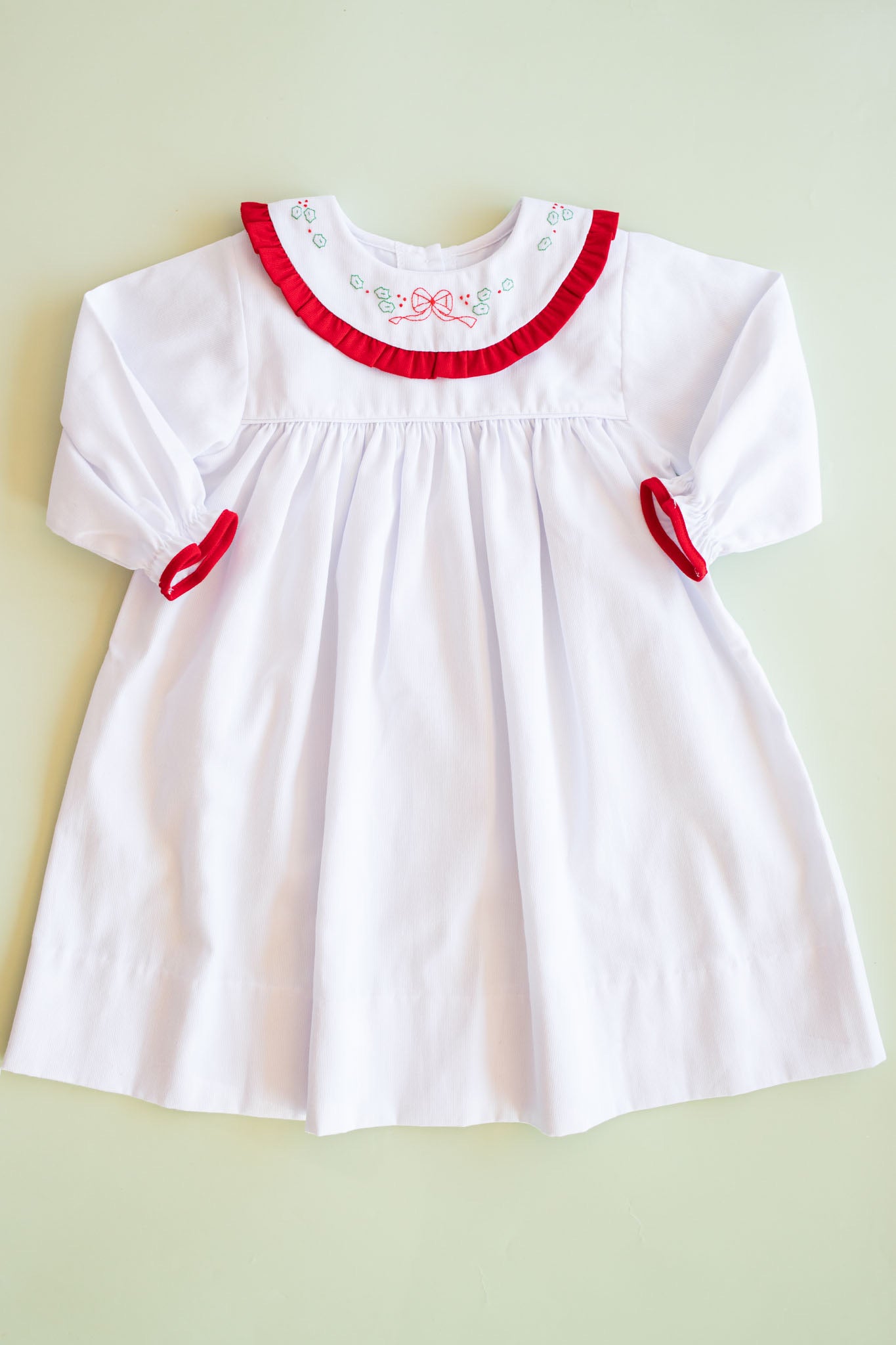 Christmas Ribbon Ruffle Collar Pique Dress