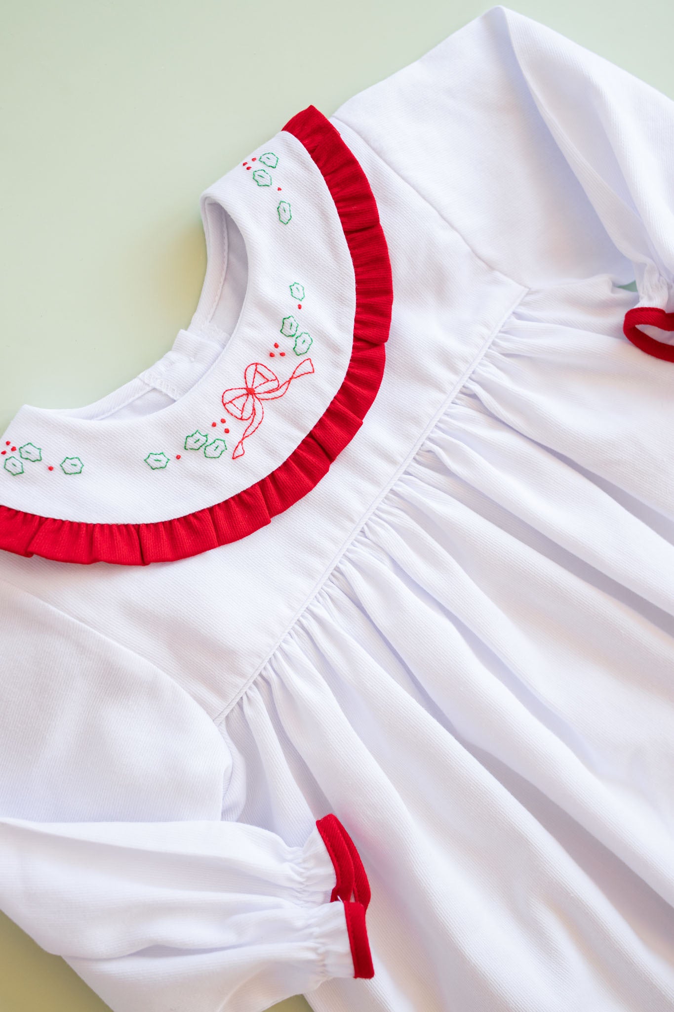 Christmas Ribbon Ruffle Collar Pique Dress