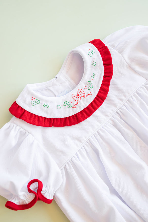 Christmas Ribbon Ruffle Collar Pique Bubble