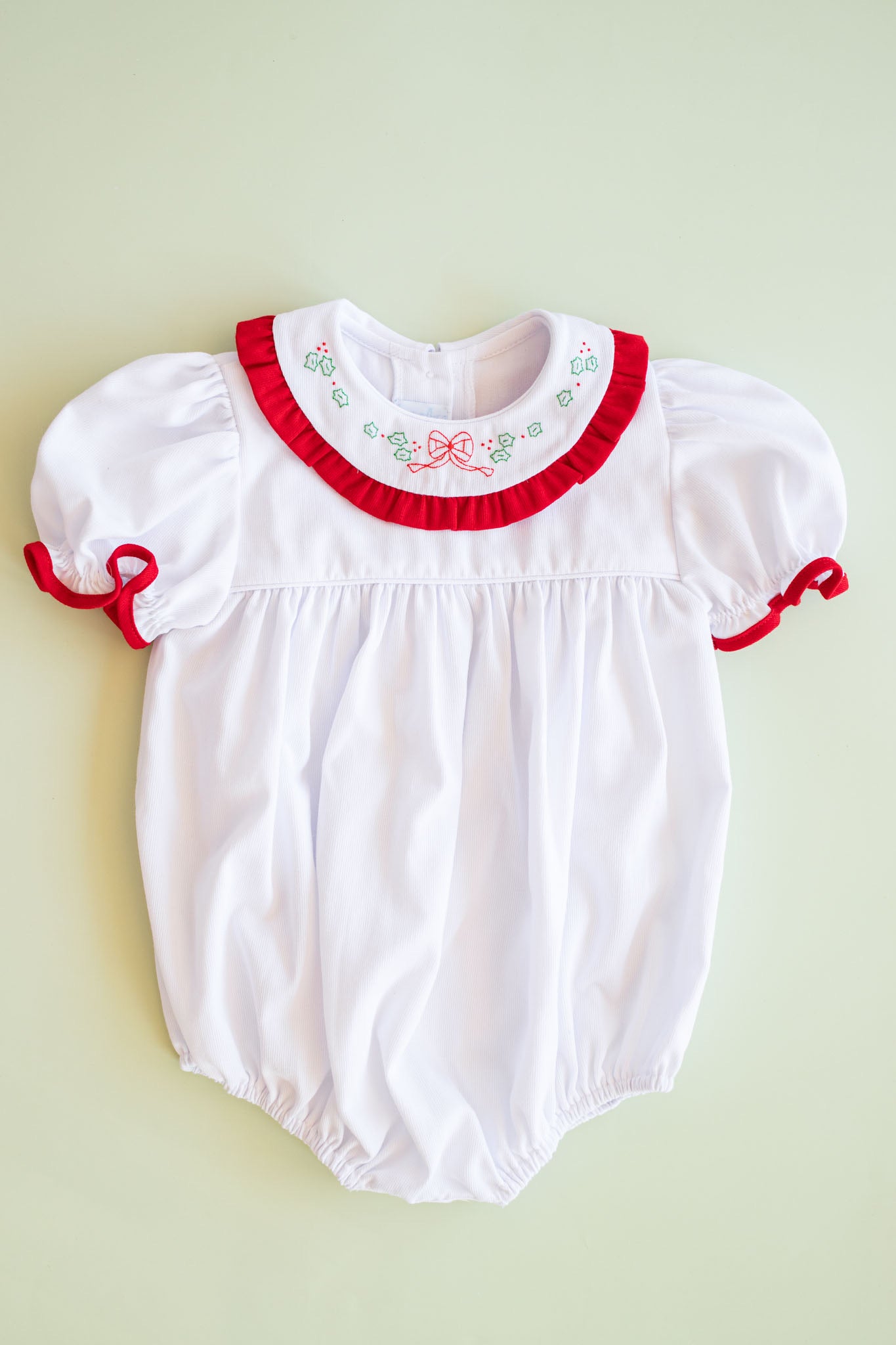 Christmas Ribbon Ruffle Collar Pique Bubble