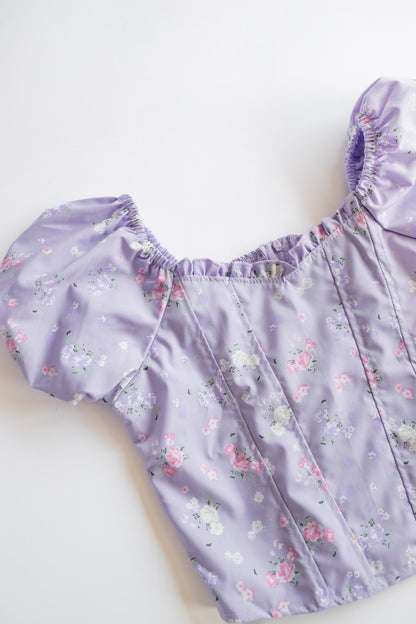 Bubble Sleeve Skirt | Pastel Purple Floral