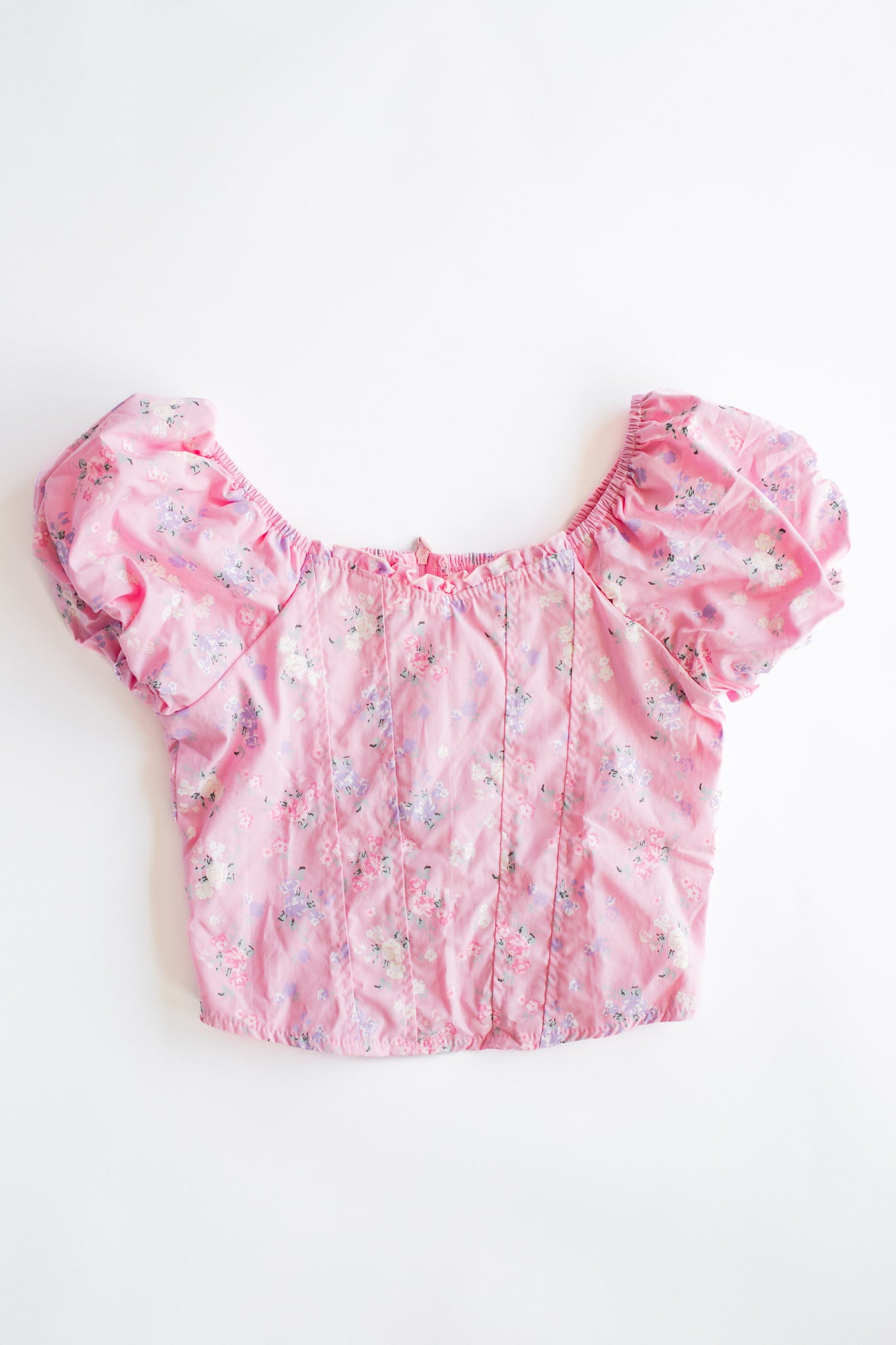 Bubble Sleeve Top | Pastel Pink Floral